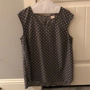 Gray and white polka dot top